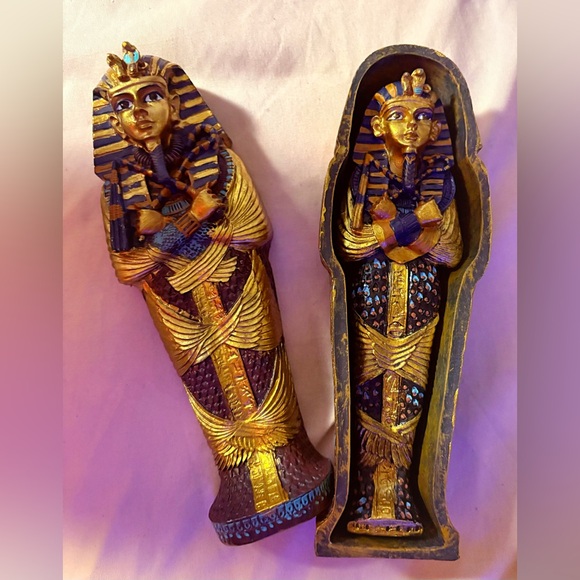 King Tutankhamen trinket box mummy sarcophagus vintage ancient Egypt decor - Picture 3 of 5